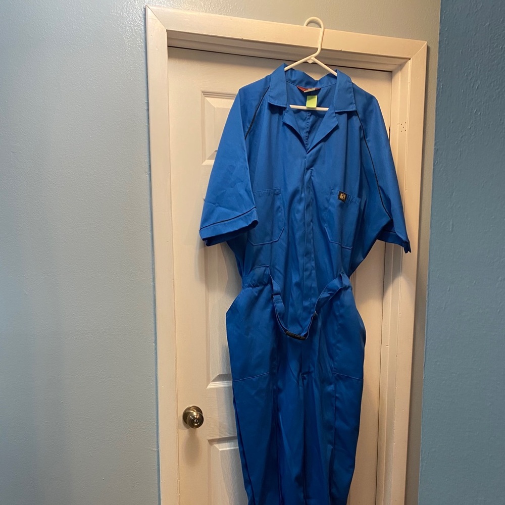 Men Para-suit Short Sleeve Blue Jumpsuit Coverall